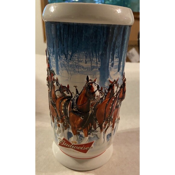 2007 Budweiser WINTER'S CALM ~Holiday Beer Stein ~ Clydesdale Collectible No Box - Picture 2 of 7